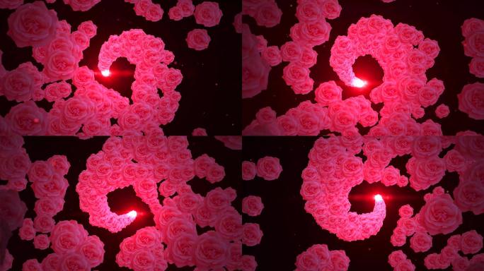 4k玫瑰花螺旋穿梭LED背景视频