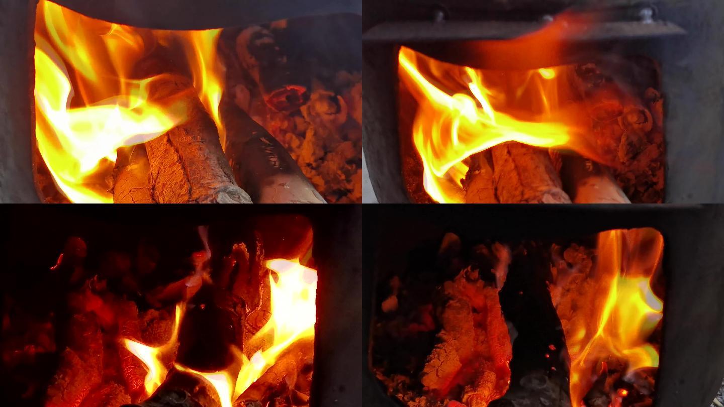 柴火-木头燃烧-篝火