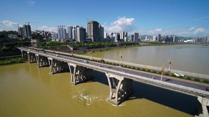 安康汉标志建筑汉江大桥航拍