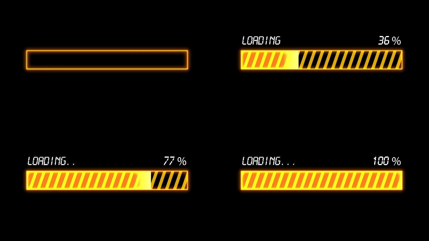 4K金黄色科技能量方框进度条加载通道视频