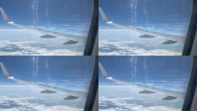 原创4K视频飞机外的高空白云