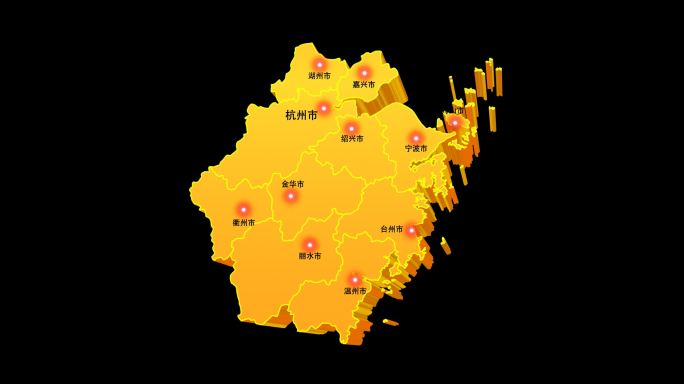 浙江省三维立体地图区域辐射城市通道视频
