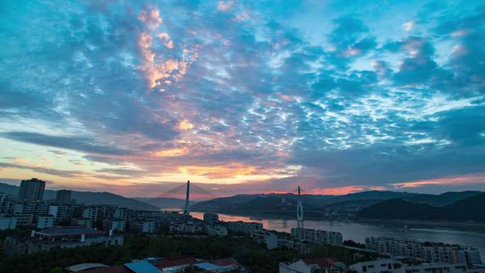 超清夕阳日转夜延时