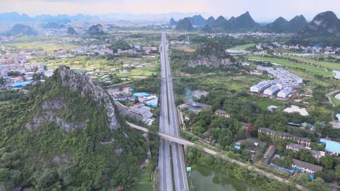 高速公路航拍桂林环城高速最新4k