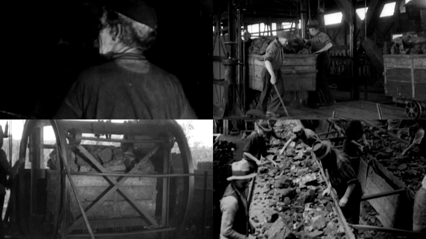 30年代切煤机煤炭煤矿矿工挖掘
