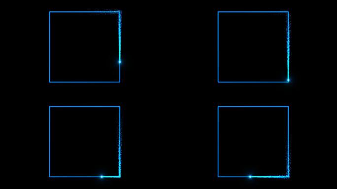 4K蓝色粒子光线描画正方形通道视频-循环