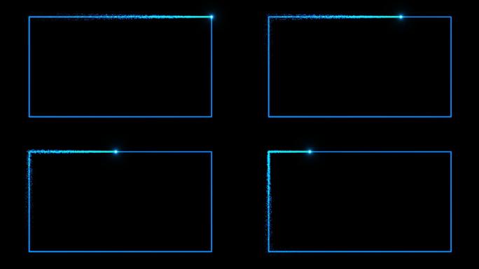 4K蓝色粒子光线描画长方形通道视频-循环