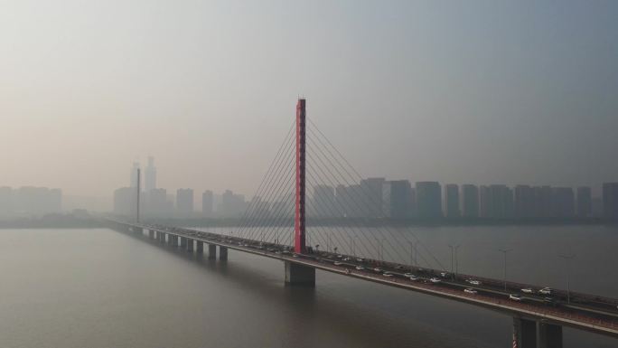 杭州市钱江三桥西兴大桥航拍视频