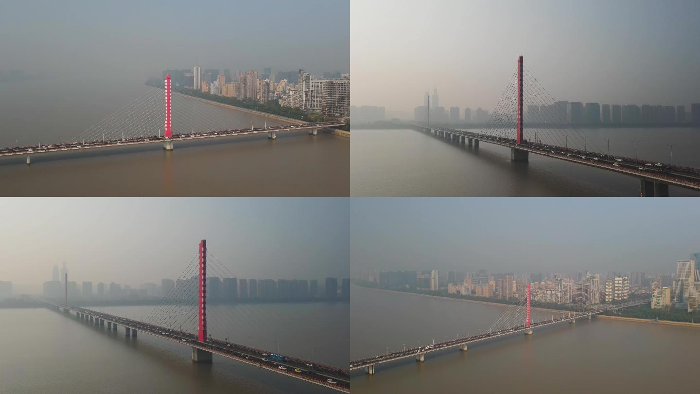 杭州市钱江三桥西兴大桥航拍视频