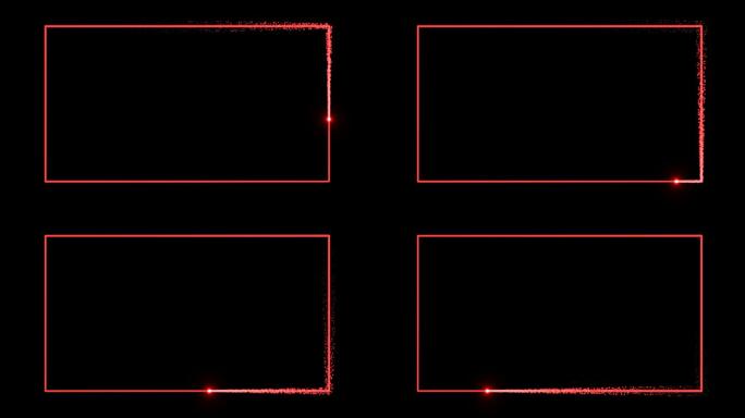 4K红色粒子光线描画长方形通道视频