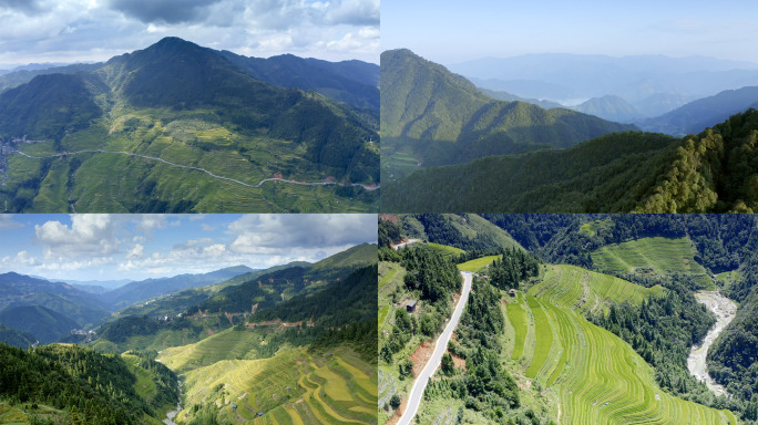 4k贵州黔东南梯田航拍，贵州大山原生态地