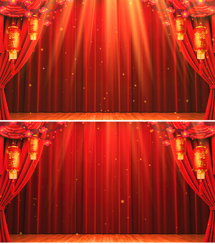 红色幕布帷幕中国风舞台戏台背景