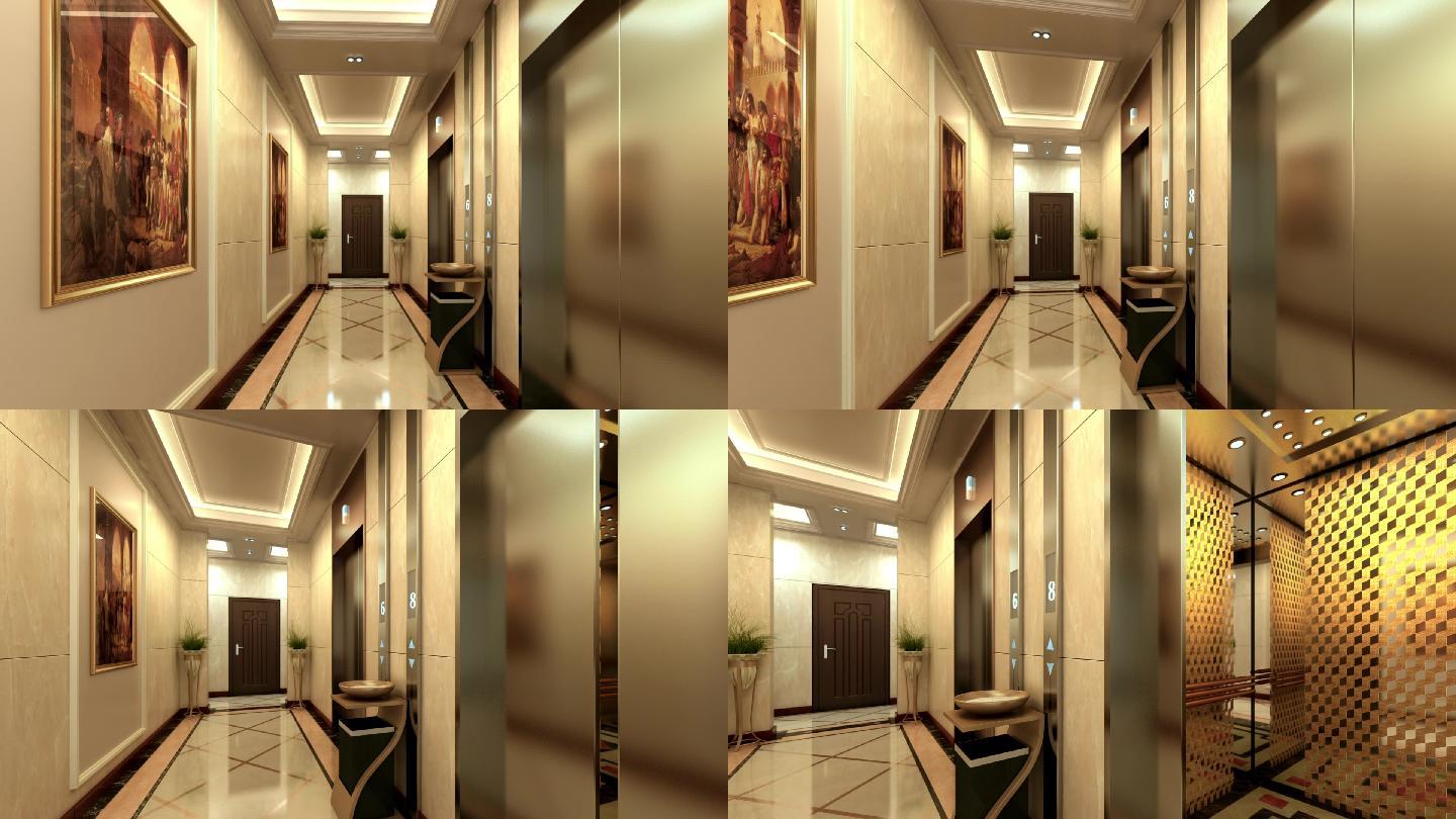 新中式电梯电梯间精装大堂门厅
