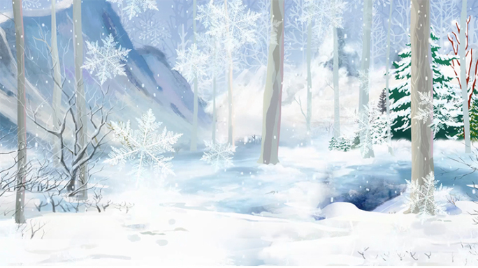 卡通森林雪景背景