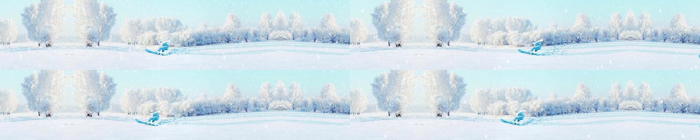 滑雪场运动员滑雪动态