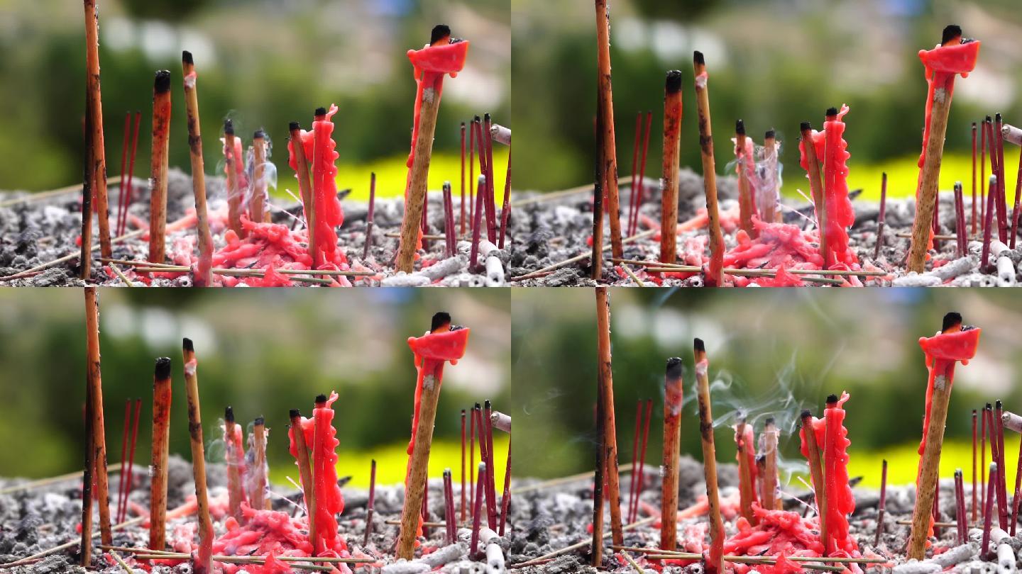 香炉燃烧的香蜡丨1080P丨原创实拍