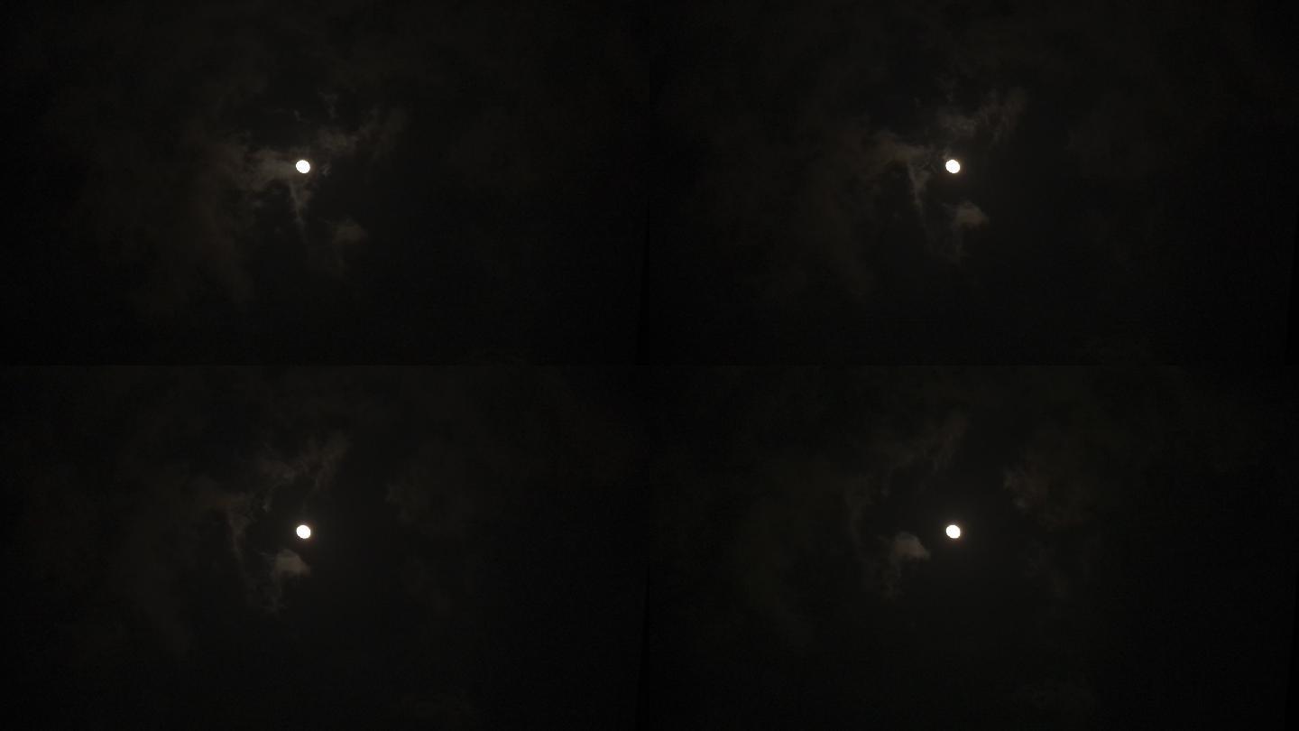 夜空月亮阴森天空视频