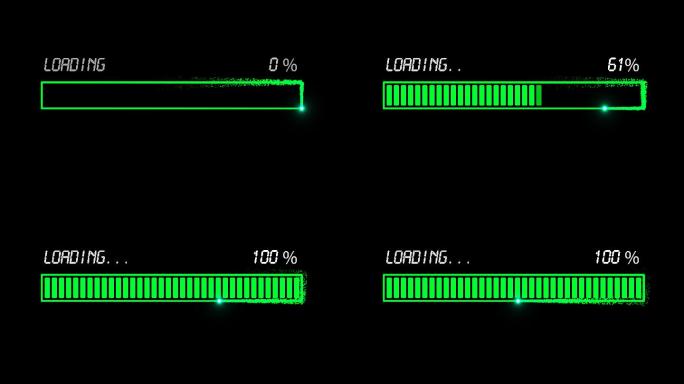 4K绿色粒子光线方框进度条加载通道视频3