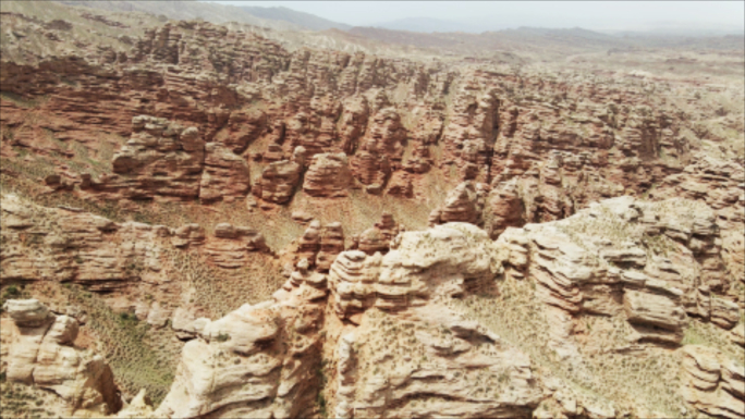 航拍峡谷雅丹地貌