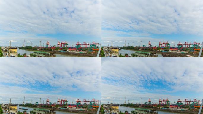4K高清实拍集装箱码头物流工业区延时摄影