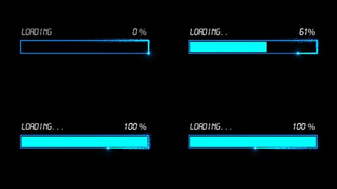 4K蓝色粒子光线方框进度条加载通道视频