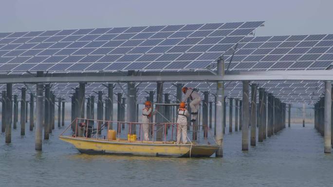 水上光伏区太阳能板人工巡检