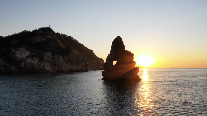 4K青岛崂山日出石老人-大海日出傍晚夕阳