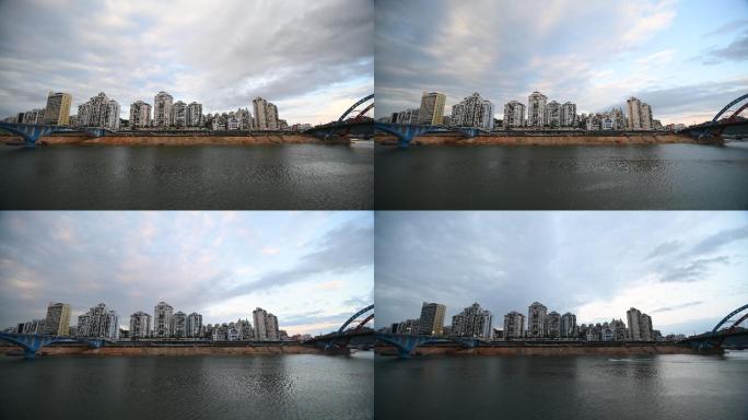 4K广西梧州桂江河堤延时摄影