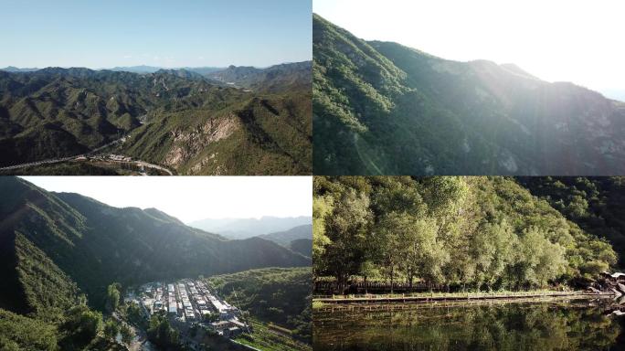 山间旅游村落航拍白河湾