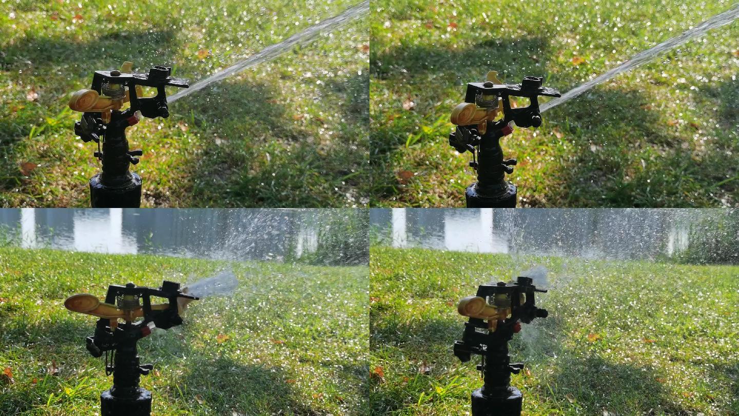 草地浇水喷头慢动作4段