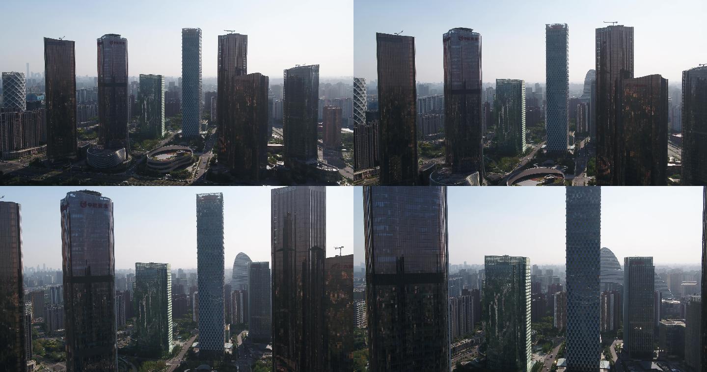 航拍4K北京望京金融中心昆泰绿地SOHO