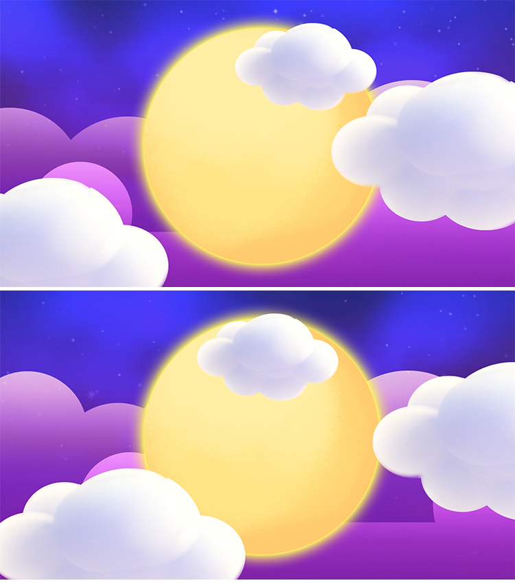 梦幻卡通云遮月月亮背景