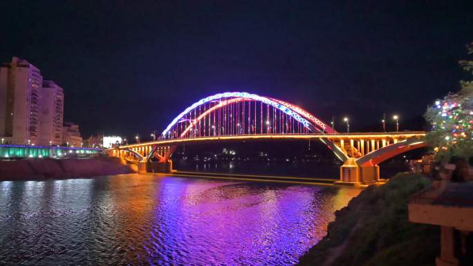 广西梧州夜景鸳江大桥桂江一桥