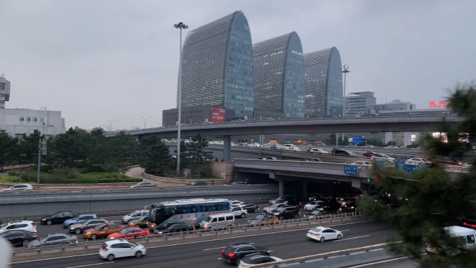 北京街景-公交车窗外的流动城市4k