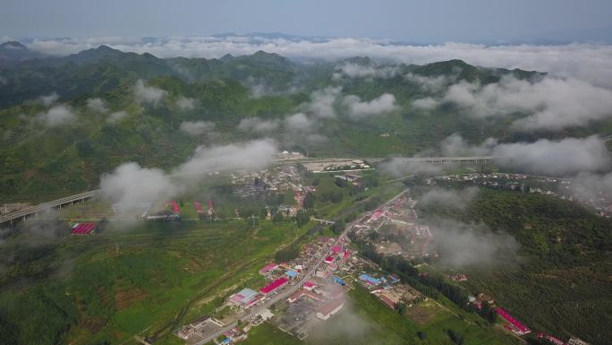 航拍山区农村云海景观2