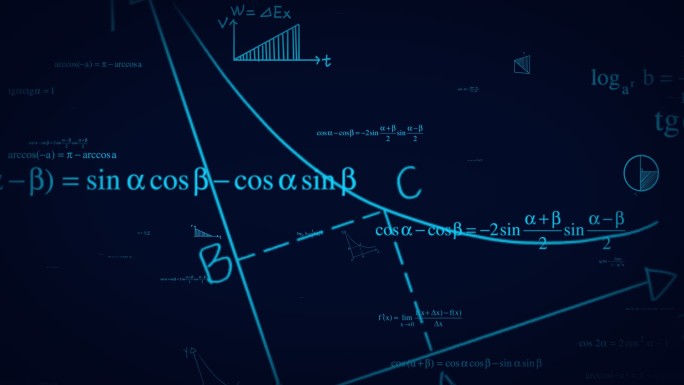 蓝色科技感数学公式符号穿梭视频背景