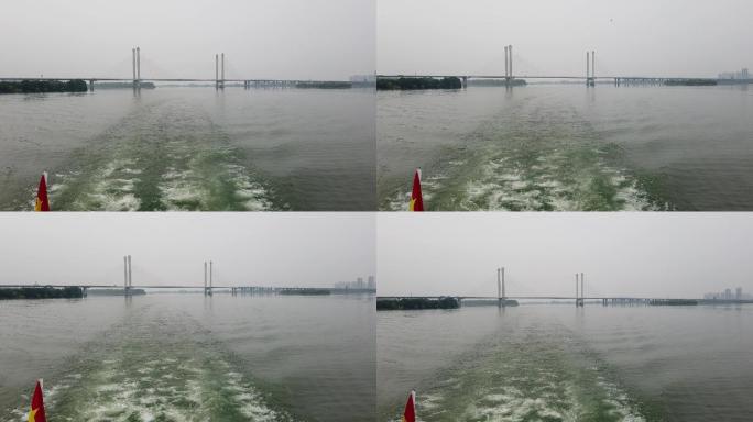 原创4K乘船航行游览襄阳古城汉江风光