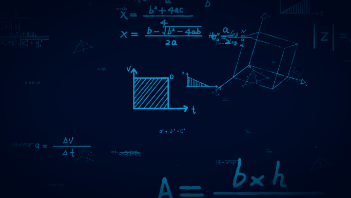 蓝色科技感数学公式符号穿梭视频背景
