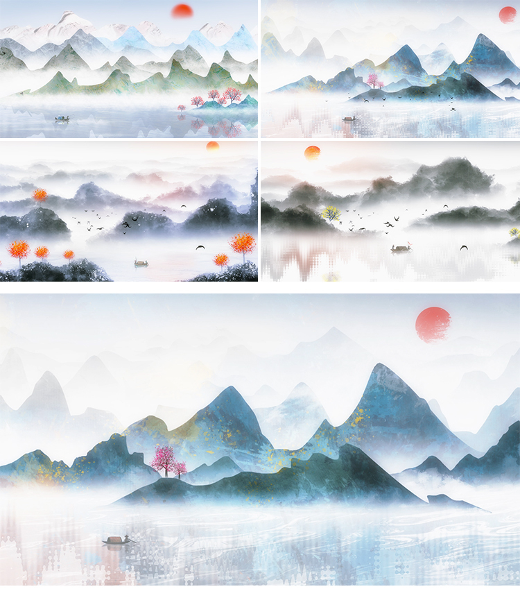 水墨中国风山水风景画