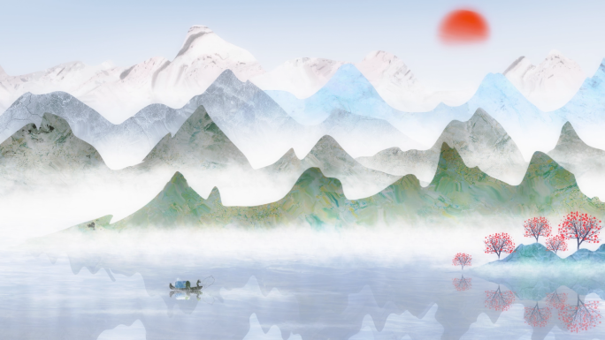 水墨中国风山水风景画
