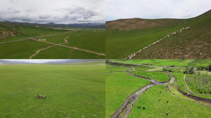 青海内蒙大草原航拍