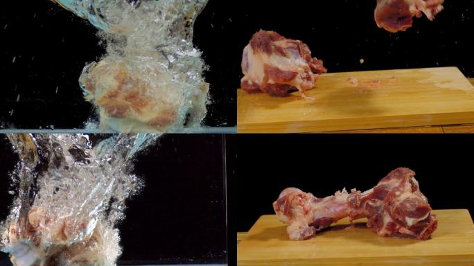 猪骨头各种汤螺蛳粉汤落入水中