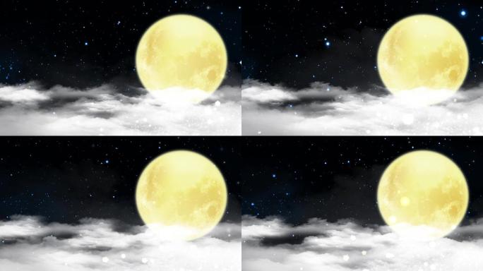 中秋云层月亮舞台背景
