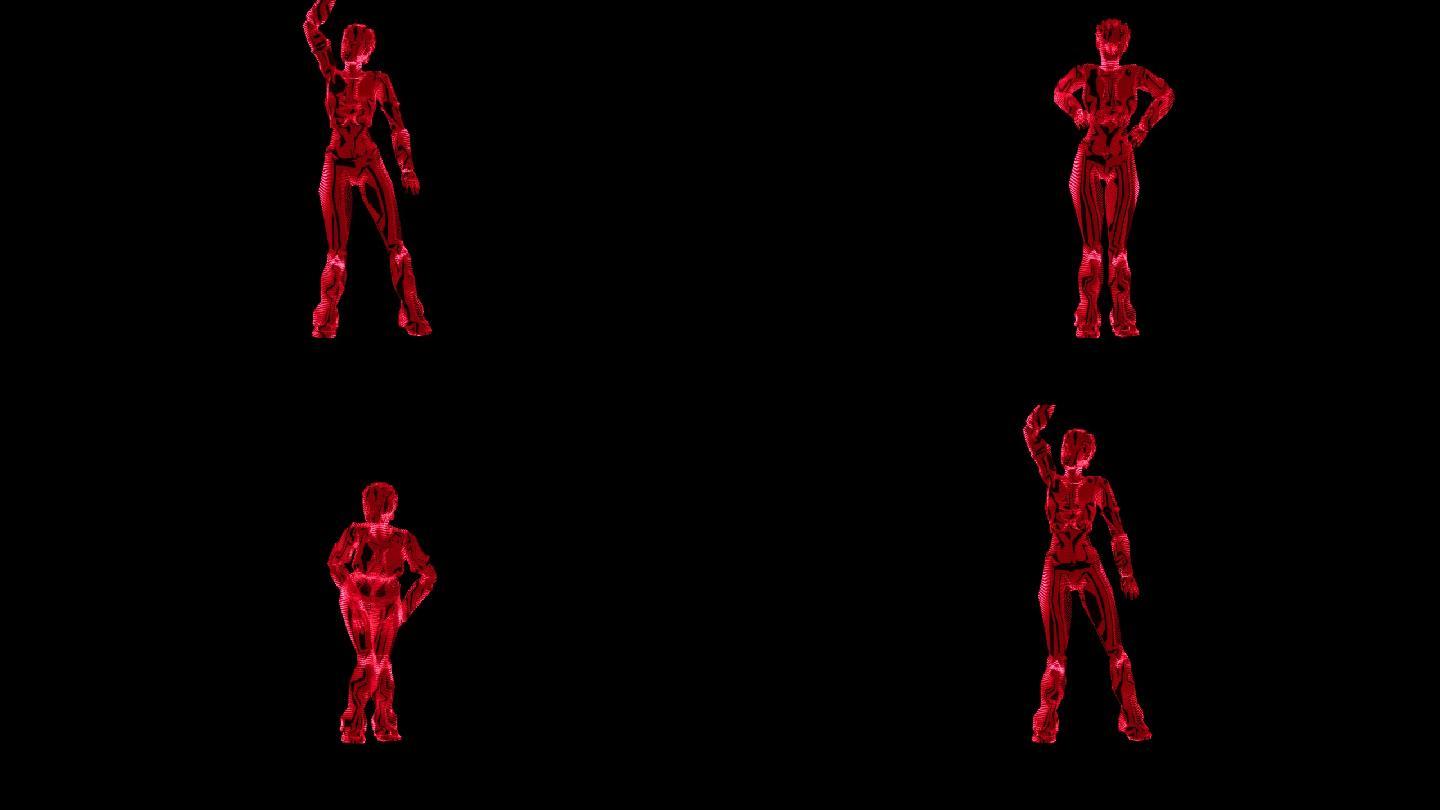 红色女郎跳舞--带透明通道
