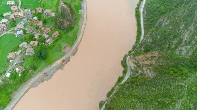 高空航拍川藏线岗托川藏交界处