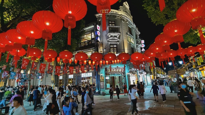 4K：河坊街改造后重新开街-夜景-延时