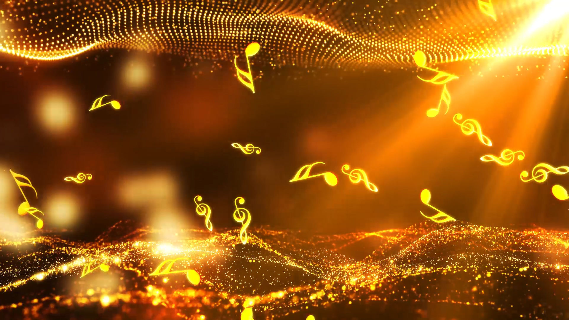 金色音符旋律动感钢琴曲led舞台背景视频