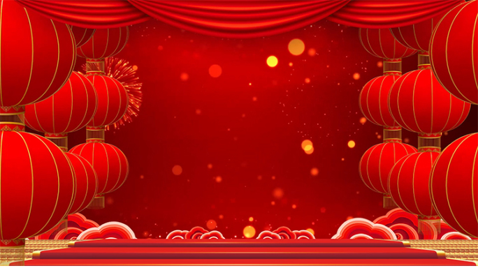 红色喜庆灯笼节日春晚通用背景视频