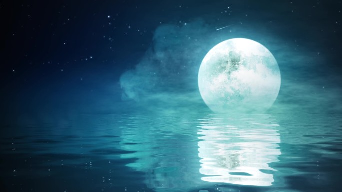 十五的月亮水面倒影循环