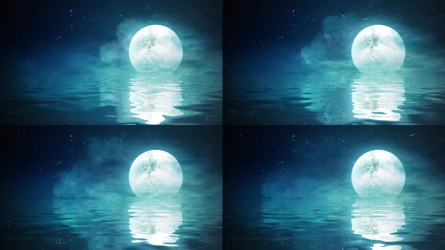 十五的月亮水面倒影循环